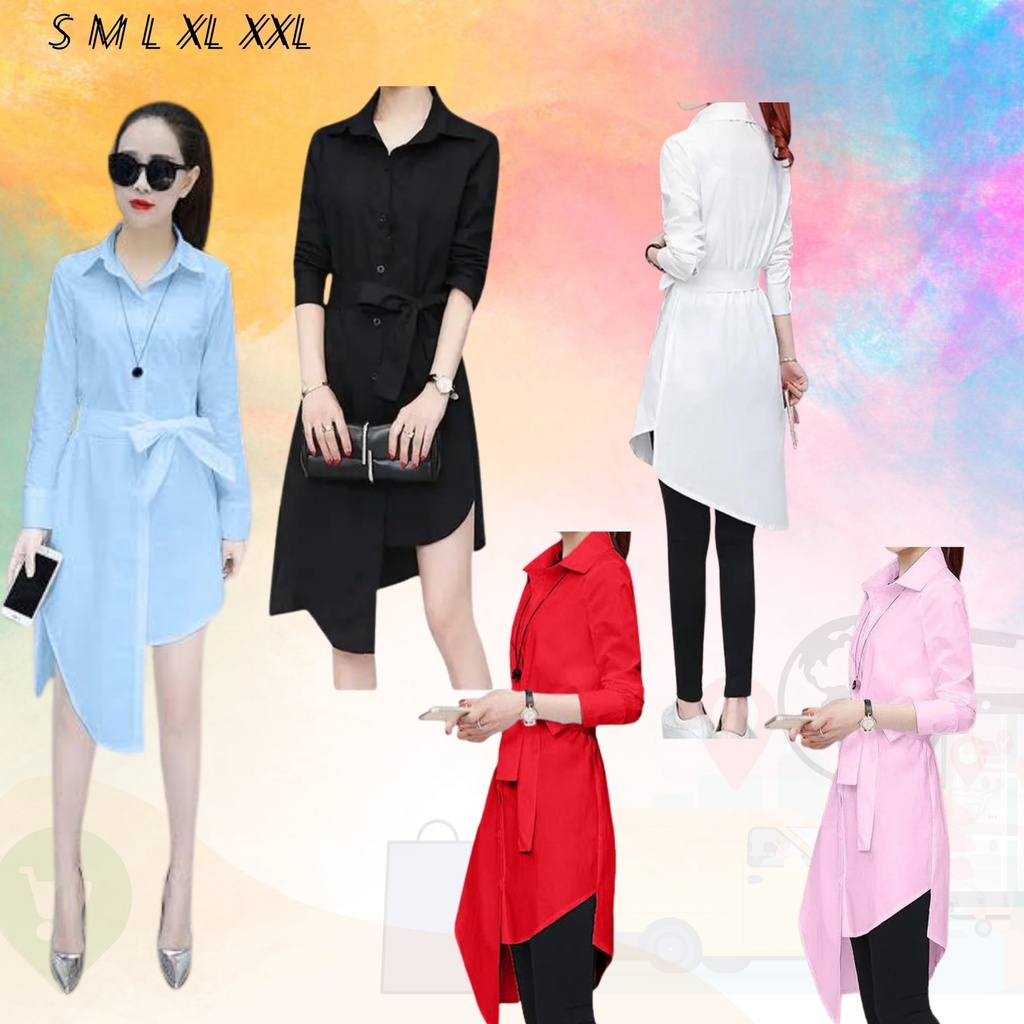Long Shirt-Collar Dress