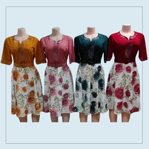 Floral Long dress (Half Sleeve)
